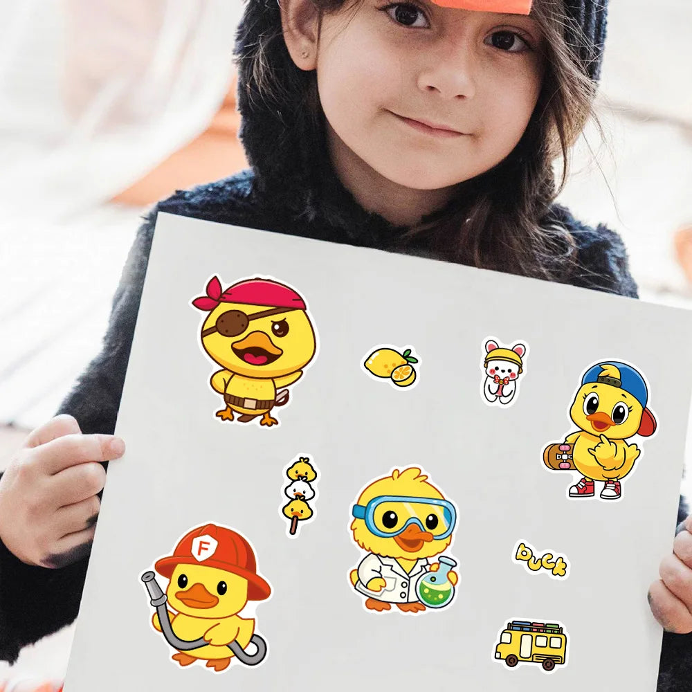 8/16 Pcs Yellow Duckling Puzzle Make A Face Cute Stickers for Cup Phone Laptop Notebook Piano Fridge Waterproof Decals