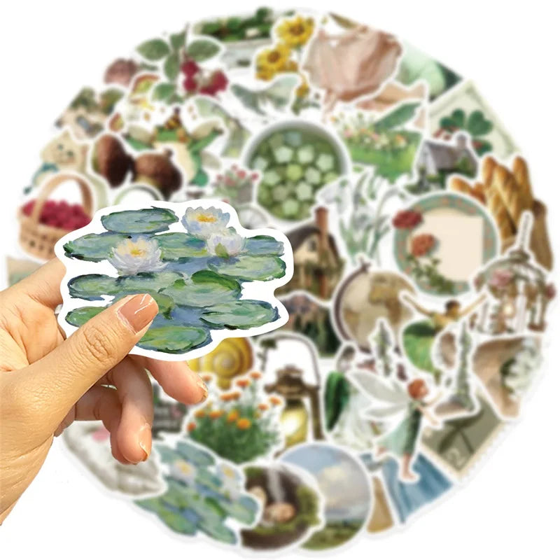 10/30/50PCS Vintage Rural Life PVC Sticky Sticker Aesthetic Children's Stationery DIY Decoration Scrapbooking School Supplies