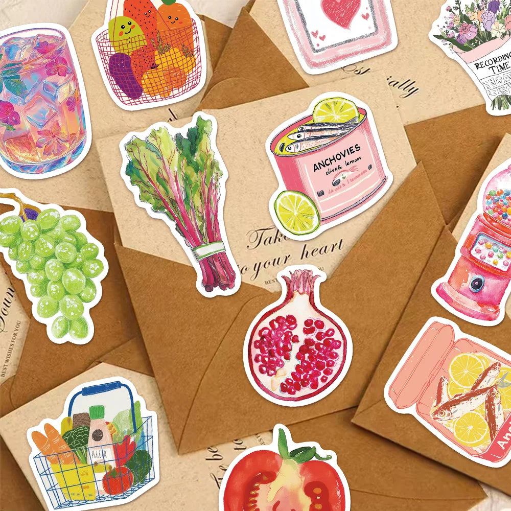 50PCS Pink Watercolor Fairy Tale 2 Stickers Laptop Guitar Ski Board Scrapbook Mobile DIY Stickers Aesthetic Cartoon Stickers