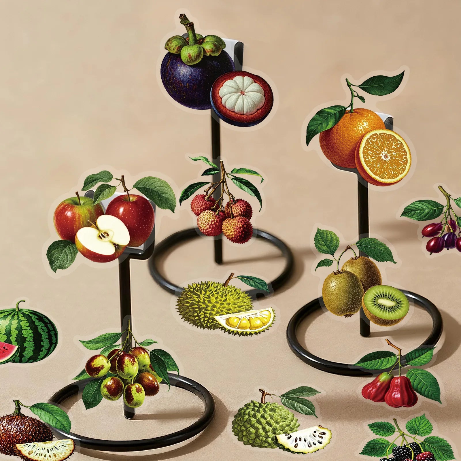 56/112 Pcs New Realistic Plant Fruit Clear PET Waterproof Stickers for Atmosphere Decor Fridge Cabinet Drawer Lunch Box Notebook