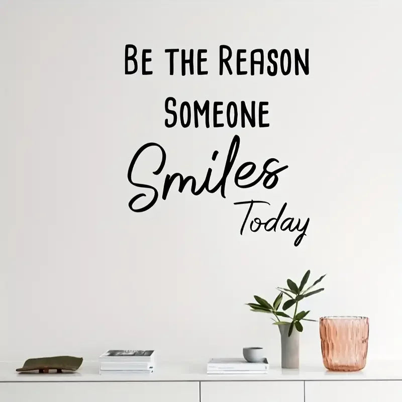 1pc "Be the Reason Someone Smiles Today" Self-Adhesive Wall Decal - Contemporary Fantasy-Themed Inspirational Quote, Glossy Plas