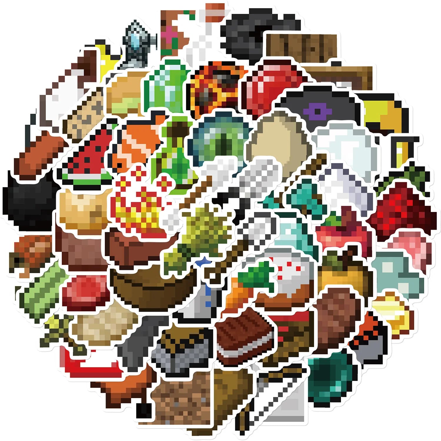 70PCS Creative Pixel Game Sticker Decoration DIY Manual Scrap Book Luggage Laptop Cup Skateboard DIY Waterproof Stickers