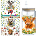 5 sheets of Animal,UV grade waterproof and scratch-resistant self-adhesive paper,3D crysta for DIY mugs,water bottles,glass cups