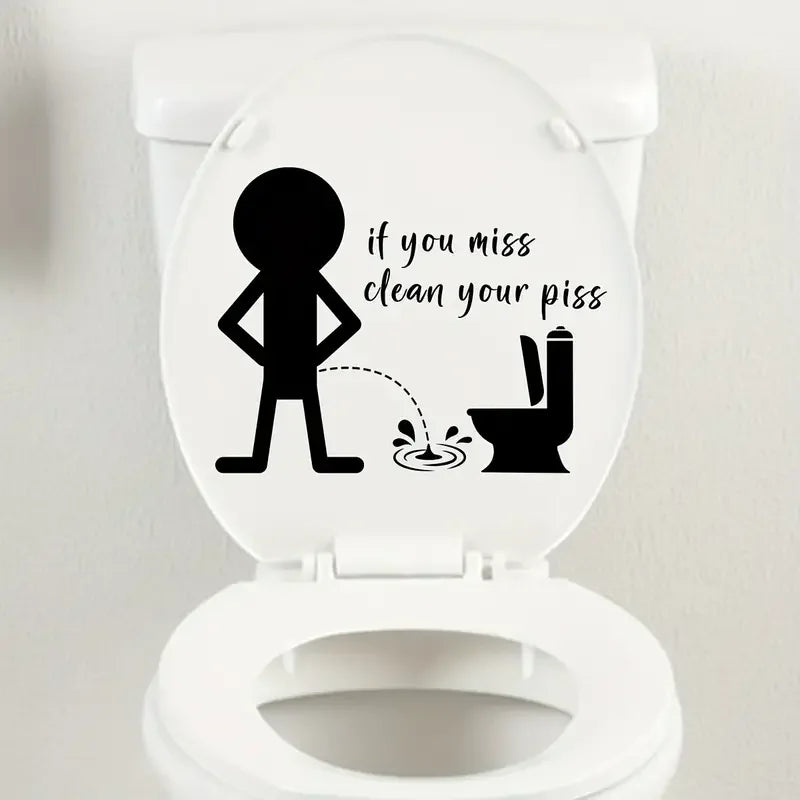 1pc Artistic Vinyl Toilet Lid Decal, Funny Bathroom Mural, Self-adhesive Wall Art Sticker For Bathroom, Entryway, Living Room, O