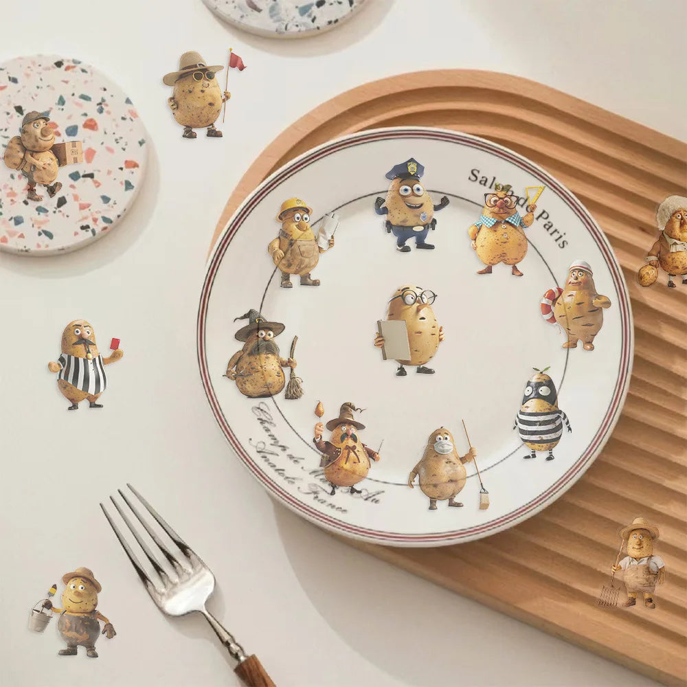 50PCS Transparent Potato Man Sticker Pack Waterproof Transparent PET Material Decor Guitar Notebook Stationary Stickers