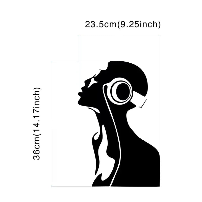 Listen to Music Wall Sticker - Vinyl Music Note Wall Art, Self-Adhesive Matte Finish, Classic Cartoon Design for Bedroom, Living