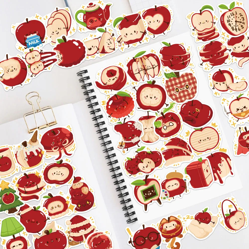 50-Pack Cute Fresh Apple Garden Stickers for Water Bottles Laptops Notebooks Phones Student Stationery DIY Decoration
