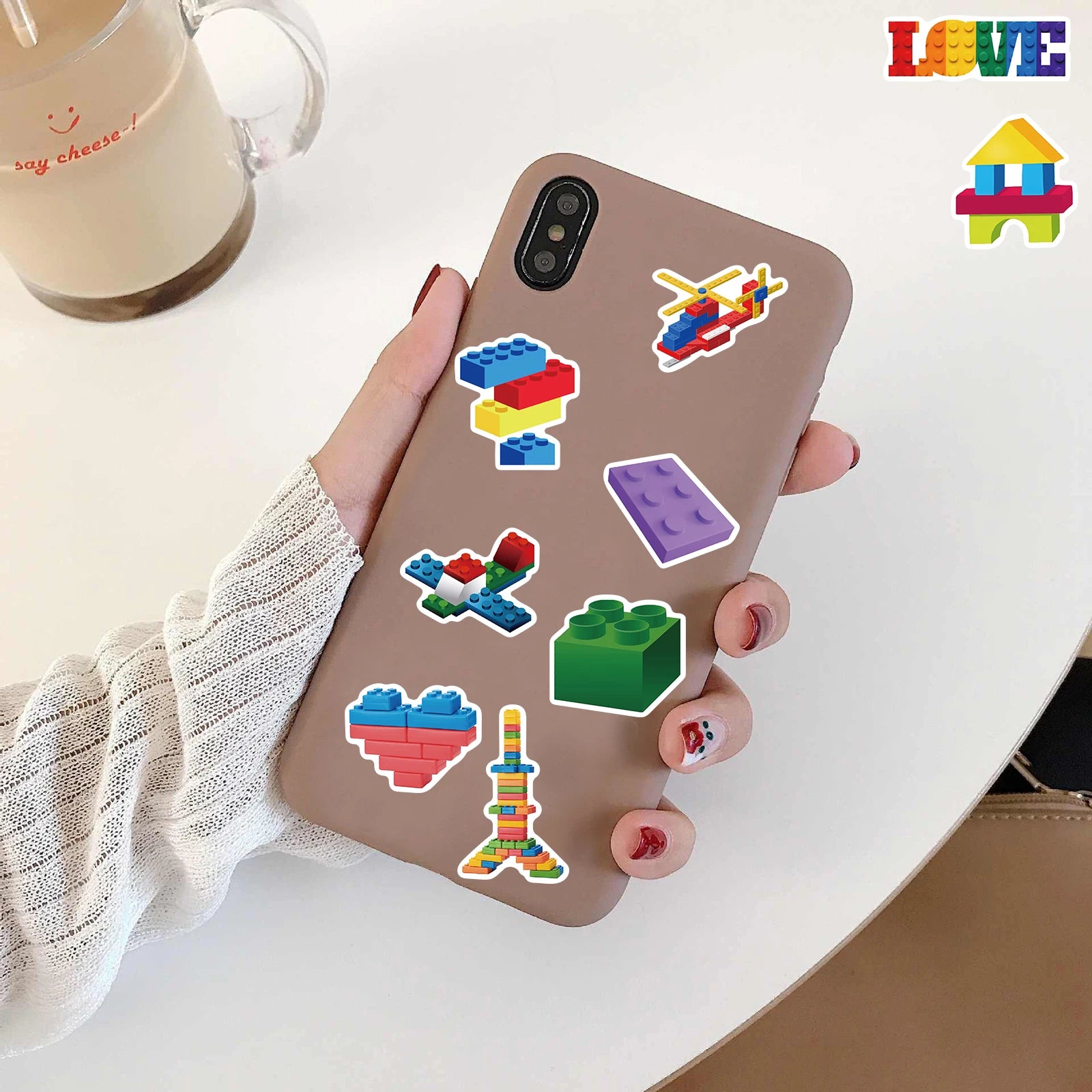 50/100PCS Colorful Building Blocks Sticker Watercolor Graffiti DIY Skateboard Cartoon Laptop Cute Decoration Cool Sticker Phone