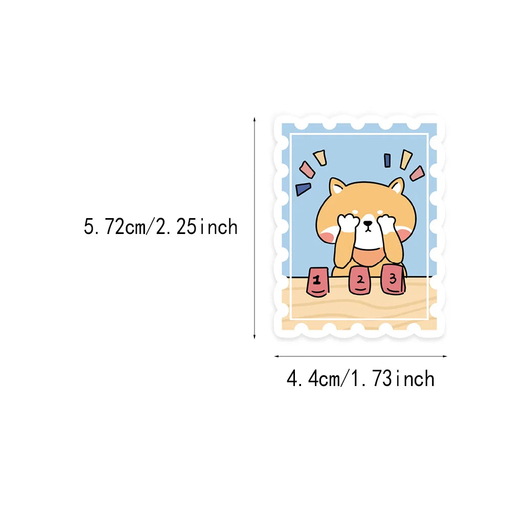 50PCS Hot Dog Firewood Stamp Cute Stickers Animal Stickers DIY Luggage Manual Phone Case Notebook Envelope Label Stickers