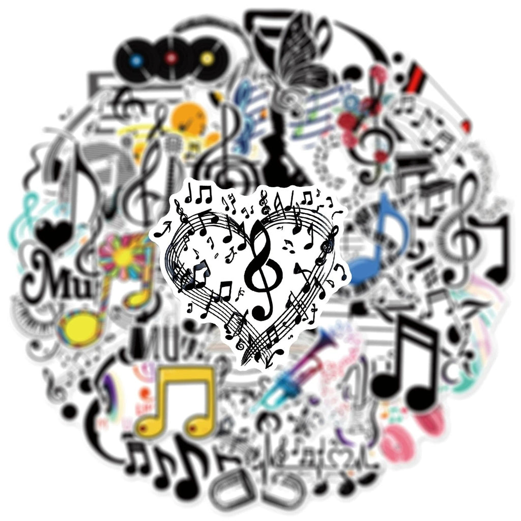 50/100PCS Music Talisman Stickers Graffiti Decor Luggage Notes Desktop Computer Scooter Guitar Waterproof Stationery Sticker
