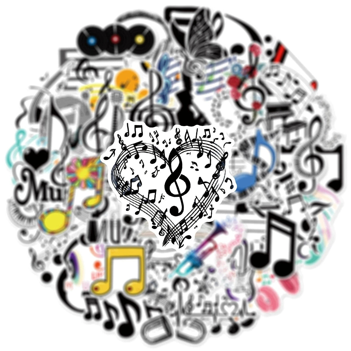 50/100PCS Music Talisman Stickers Graffiti Decor Luggage Notes Desktop Computer Scooter Guitar Waterproof Stationery Sticker