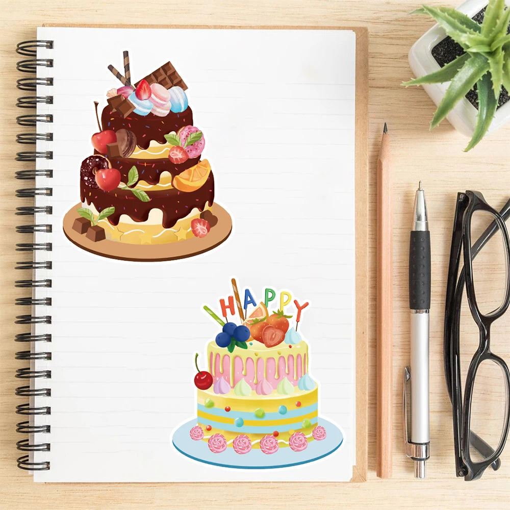 8PCS Cute Cake Collage Sticker Retro Laptop Assembly Puzzle DIY Cartoon Coffee Luggage Stationery Harajuku Puzzle Stickers ﻿