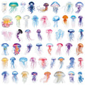 50PCS Cartoon Jellyfish Ocean Stickers, Clear PET Decals for Notebook Stationery Guitar Fridge Book Desk Decor