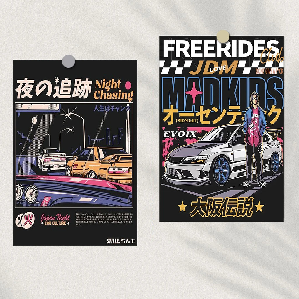10PCS Japanese manga car card Postcard Diary Birthday Cartoon Card Poster Skateboard Desk Wall Decoration Bicycle Stickers ﻿