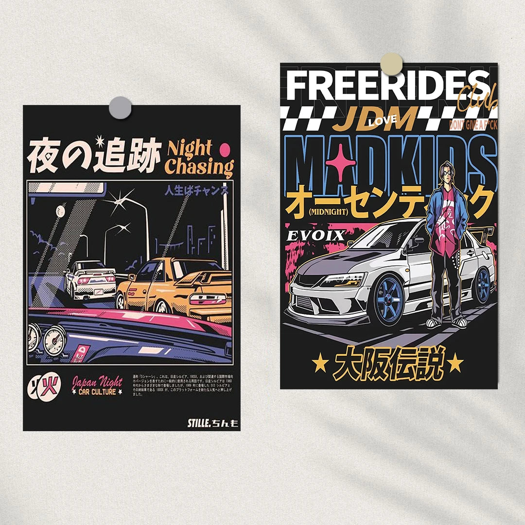 10PCS Japanese manga car card Postcard Diary Birthday Cartoon Card Poster Skateboard Desk Wall Decoration Bicycle Stickers ﻿