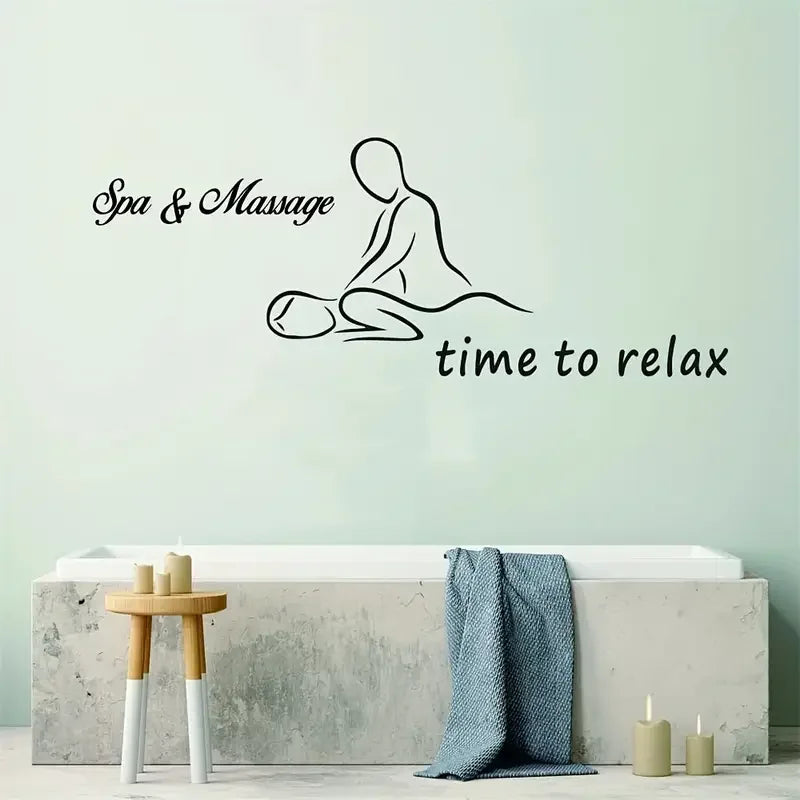 Time to Relax Spa & Massage Wall Decals - Removable Vinyl Stickers with Elegant Lettering for Massage Room, Sauna, or Spa Decor