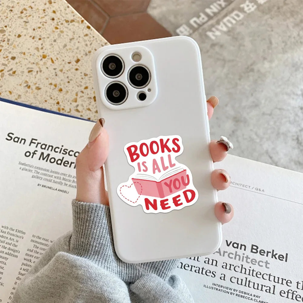 50PCS Valentine's Day Bookish Sticker Set Brochure Handheld Account Phone Case Computer Laptop Waterproof Stickers