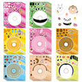 8/16/24Pcs Cartoon Animal Donut Make A Face Puzzle Stickers Stationery Decals Notebook Phone Laptop Fridge Luggage Sticker