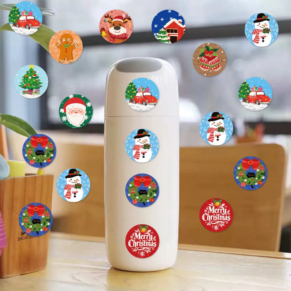 500PCS Cartoon Christmas Decoration Small Pattern Roll DIY Luggage Water Cup Handmade Scrapbook Christmas Gift Stickers