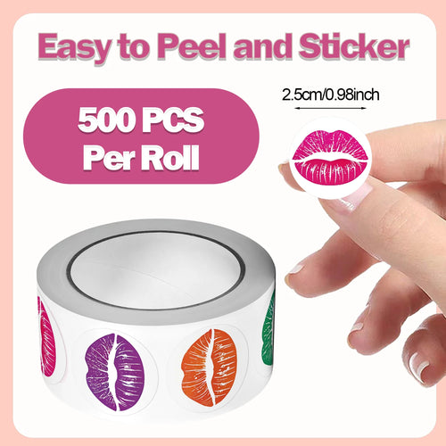 1Roll(500Pcs) 8 Colors Love Kiss Stickers 2.5cm/1''Decals Diy Adorn Gifts Suitable for Various Gift Packaging Home Decor Labels