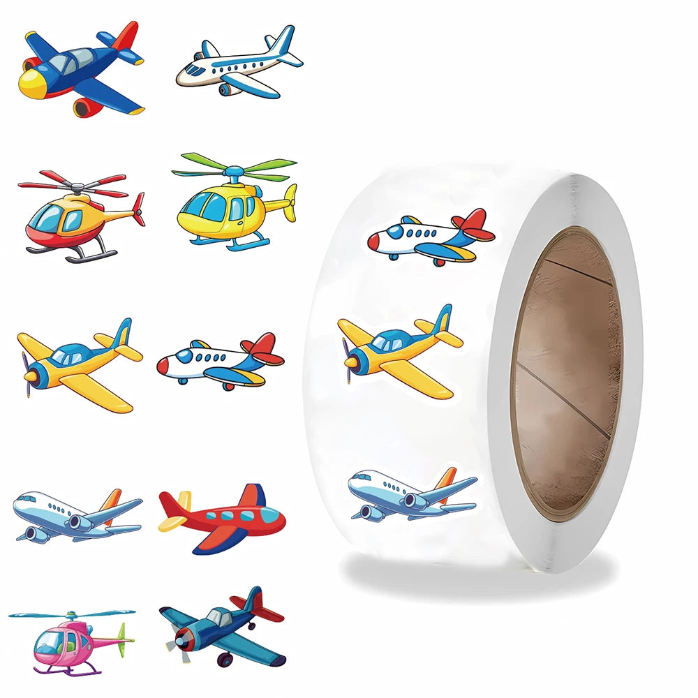 500PCS Airplane Roll Adhesive Sticker Nostalgia Harajuku Laptop Luggage Retro Coffee Phone Living Phone Car Motorcycle Decals