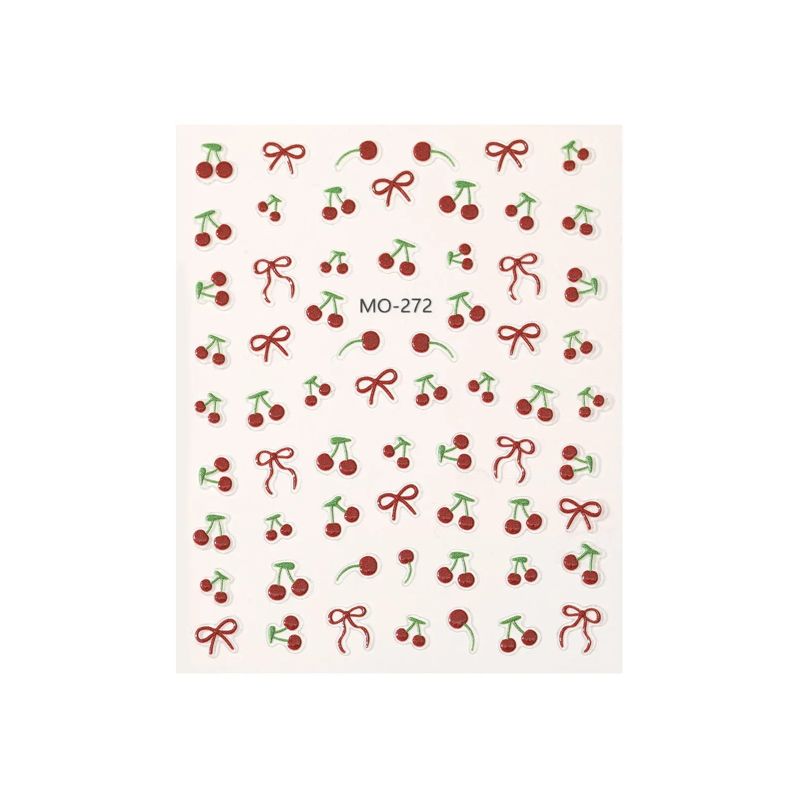 Kawaii Cherry Bow Nail Stickers 5D French Cute Red Bow Fruit Design Self Adhesive Decoration Nails Stickers DIY Nail Accessories