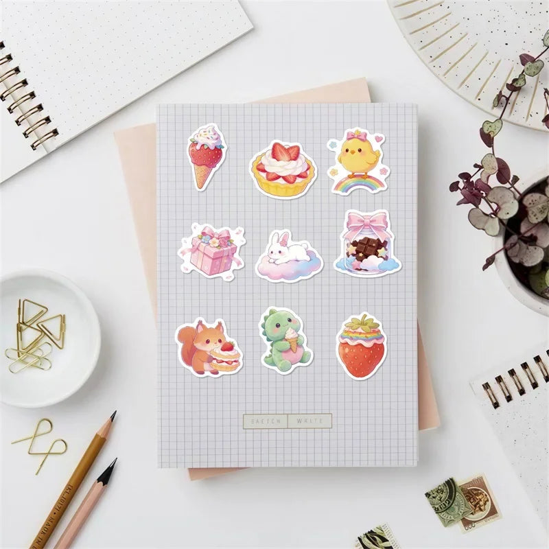 10/30/56PCS Abstract Lines Cat PVC Sticky Sticker Stationery DIY Children's Laptop Luggage Skateboard Decoration Scrapbooking