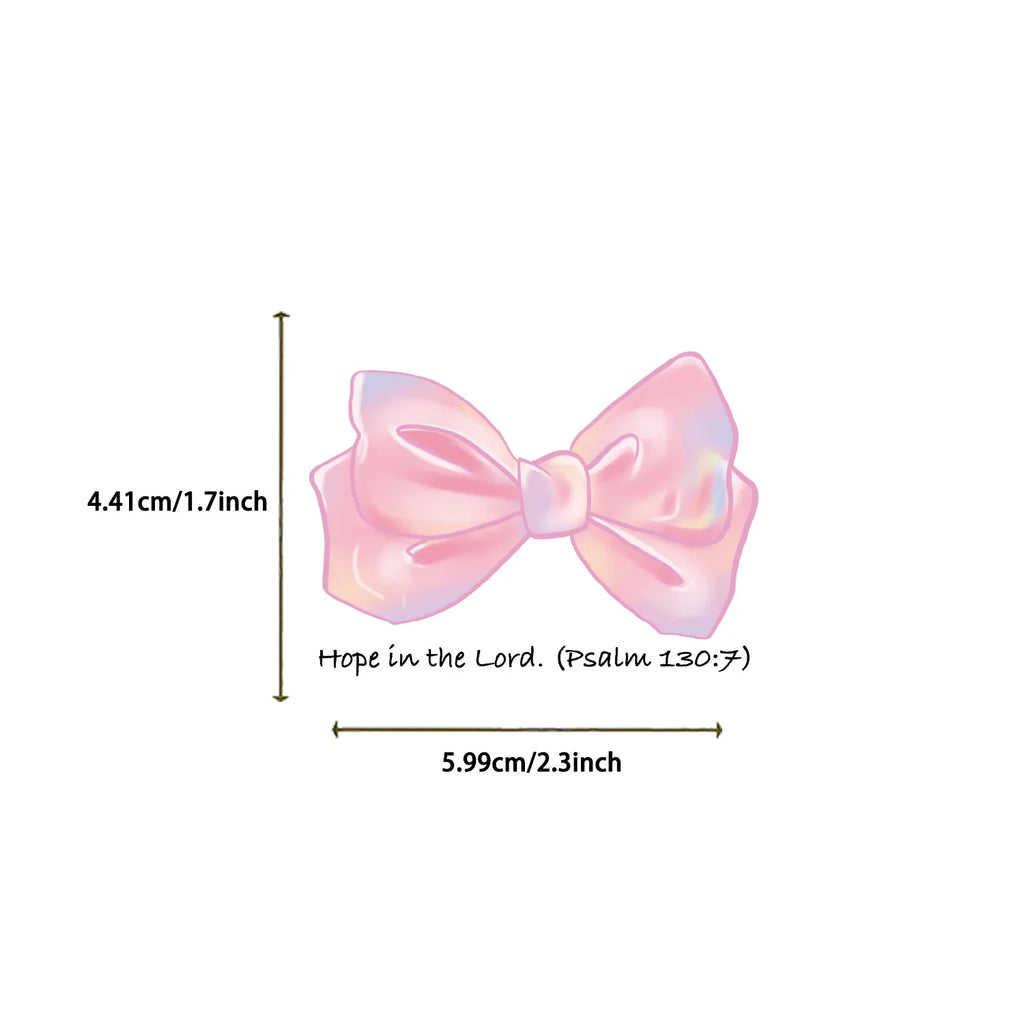 50/100PCS Transparent PET Pink Bow Tie Stickers Painted DIY Phone Decorative Notebook Stationery Stickers