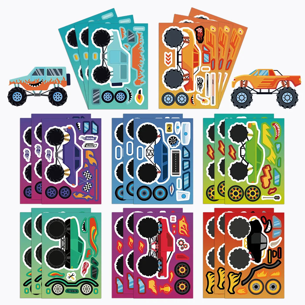 8PCS Cool Off road Vehicle Graffiti Fun Stickers DIY Phone Case Laptop Water Cup Motorcycle Toy Stickers