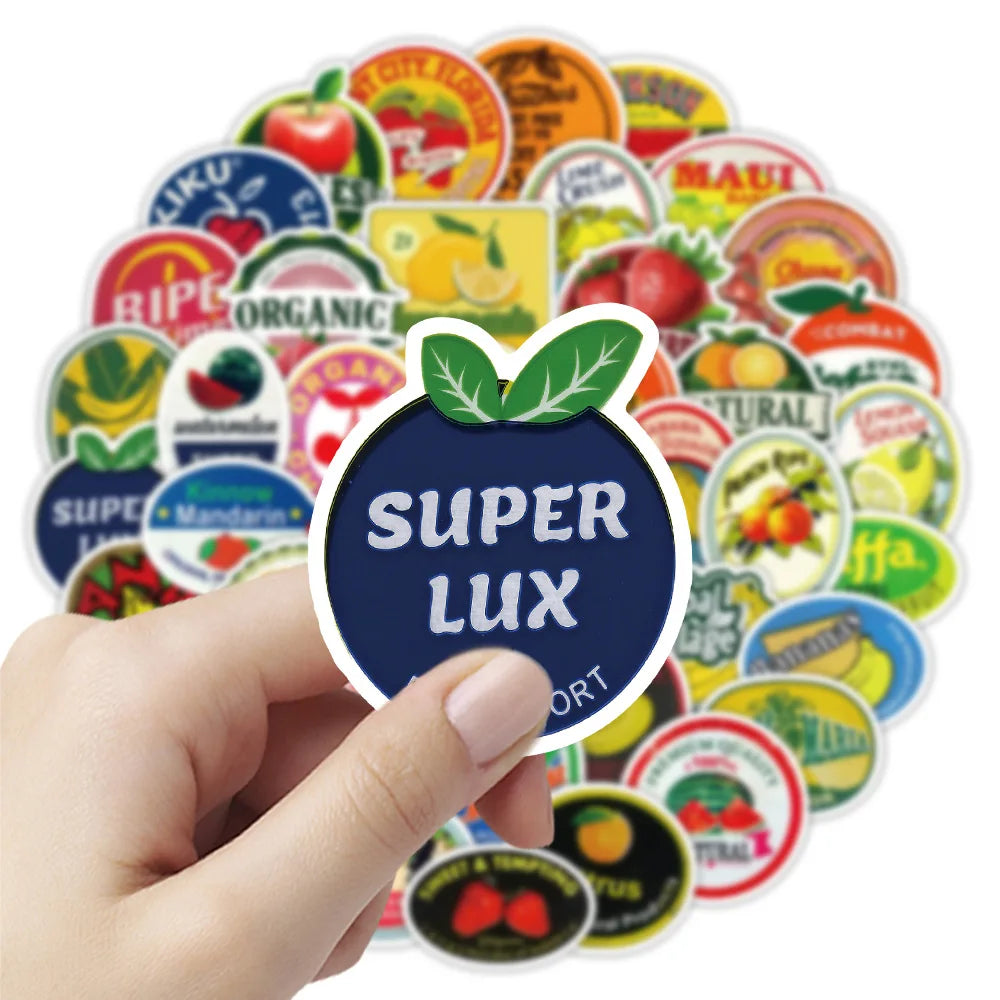 50-Pack Vintage Fruit Decal Stickers Laptops Mobiles Cars Cameras Helmets Creative Waterproof Graffiti DIY Sticker