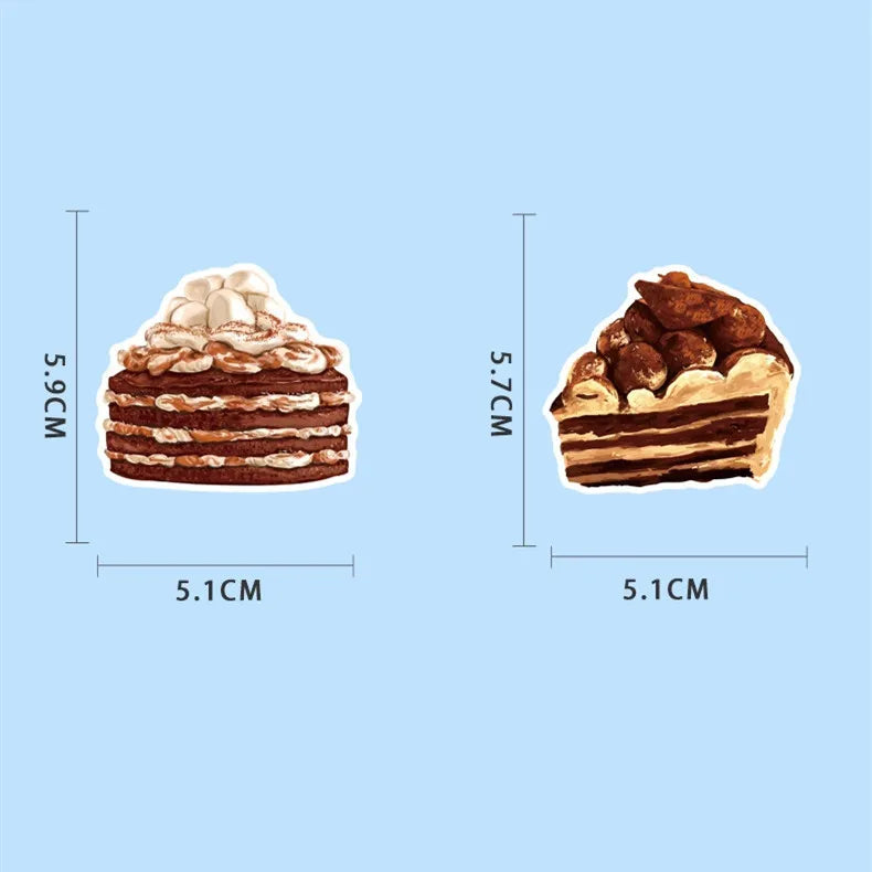 50/100Pcs Chocolate & Matcha Dessert Cake Doodle Stickers, Stationery Decor Decals Notebook Lunch Box Fridge Luggage Stickers
