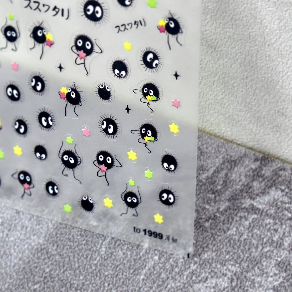 5D Embossed Nail Stickers Japanese-style cColorful Coal Ball Self Adhesive Nail Art Stickers DIY Kawaii Cartoon Manicure Decals