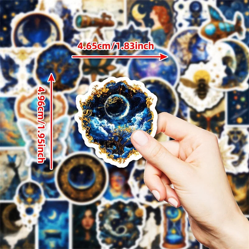 10/30/50PCS Kawaii Blue Starry Sky Sticky PVC Sticker Aesthetic Stationery DIY Decoration Scrapbooking School Supplies for Kids
