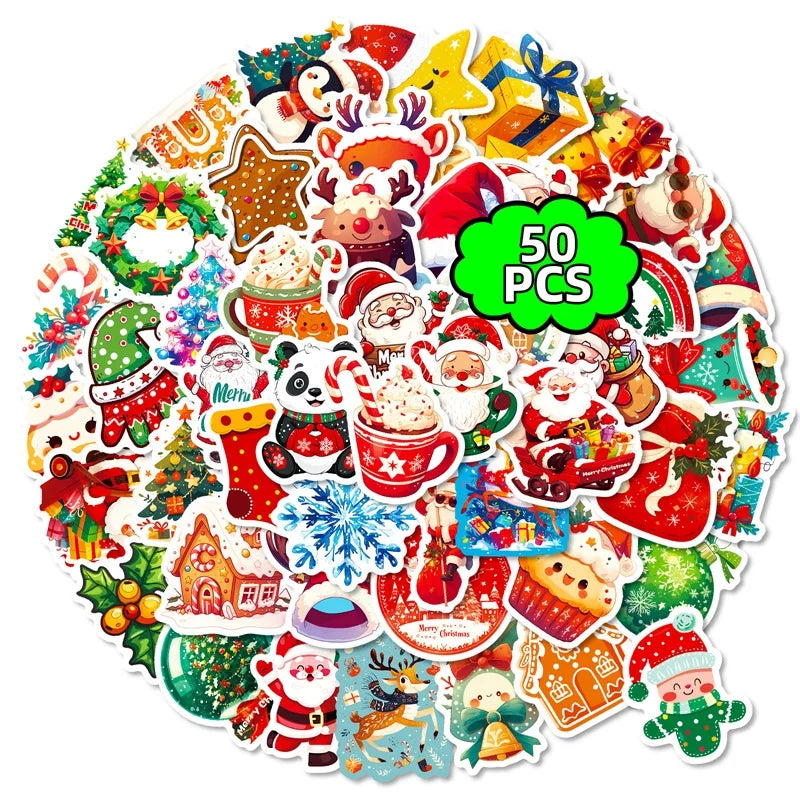 10/30/50PCS Cute Christmas Fat Animal PVC Sticky Sticker Aesthetic DIY Children's Decoration Scrapbooking School Supplies