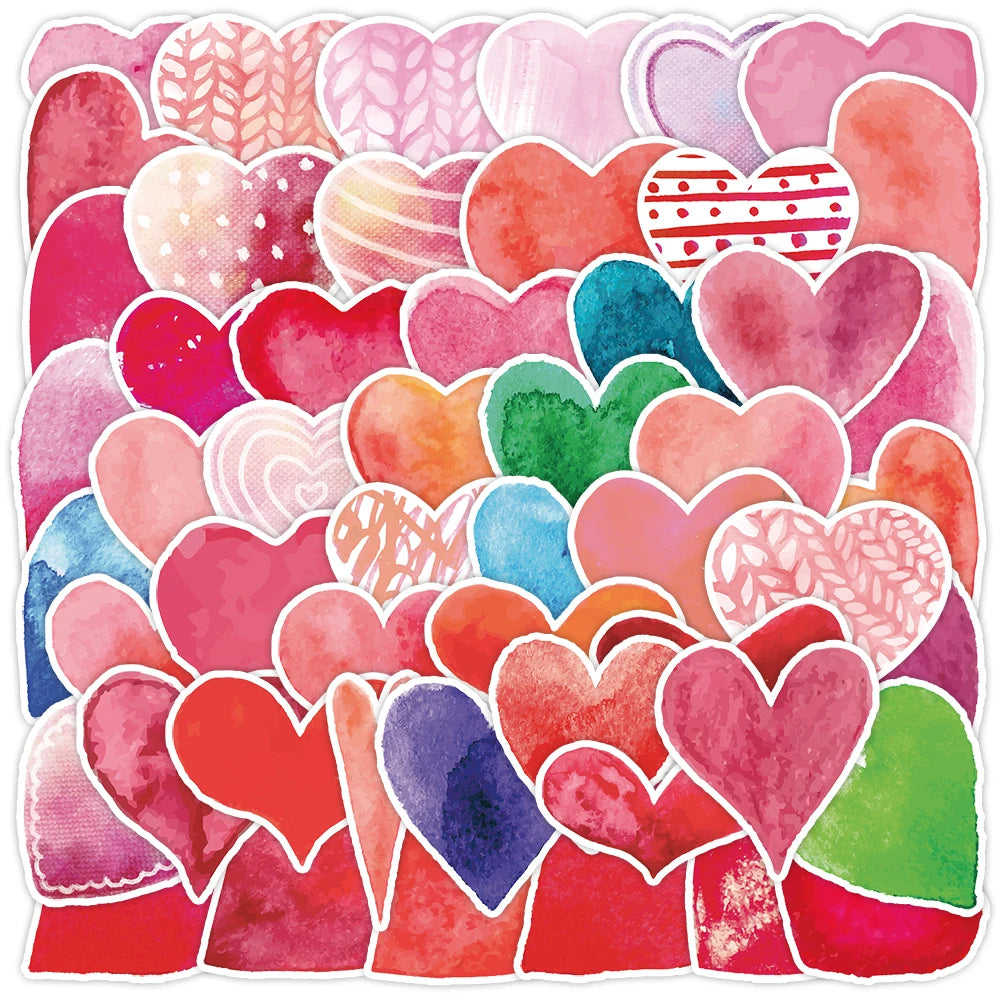 50PCS Cartoon Love Graffiti Stickers, Computer Luggage Waterproof Decoration Stickers, DIY Stickers