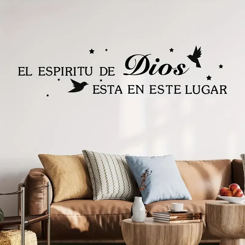 1pc Vinyl Wall Stickers, "The Spirit of God Is In This Place" Text Pattern Self-Adhesive Wall Decals, Home Decor Bedroom Entrywa