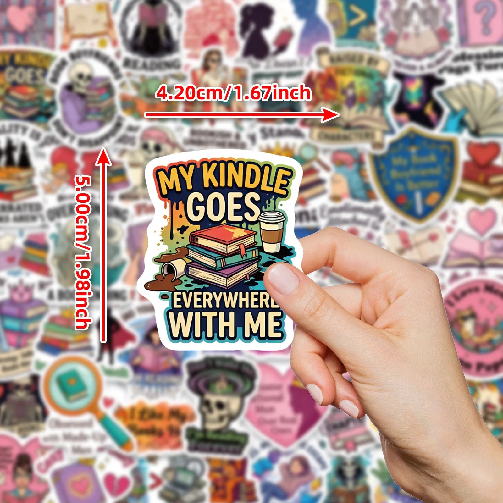 56/112PCS Cartoon Reading Motivational Aesthetic Stickers Tablet Helmet Guitar Notebook Student Supplies Waterproof Sticker