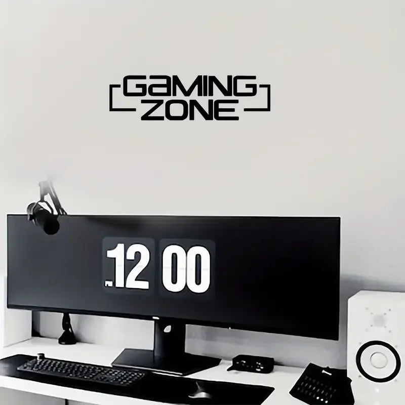 Gaming Zone Decor - Bold "GAMING ZONE" Text, Modern Gaming Room Decoration - Self-Adhesive Vinyl Stickers for Windows, Doors, Wa