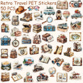 50pcs Vintage Travel Transparent PET Stickers Decals For Phone Laptop Notebook Suitcase Guitar DIY Cartoon Aesthetic Stickers