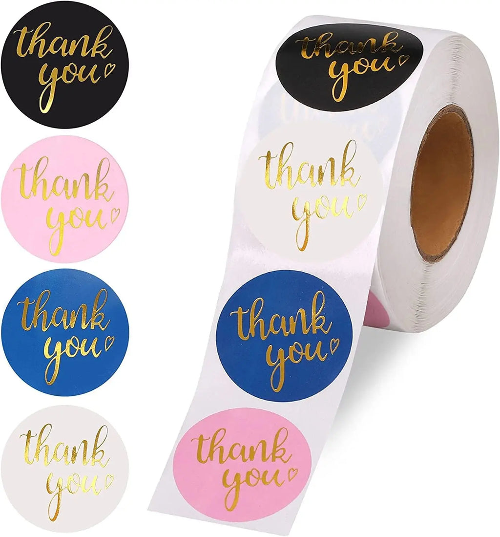 500pcs Thank You Stickers 1" Thank You for Small Business Adhesive Sticker Label for Business,Birthdays,Weddings,Giveaways,Party