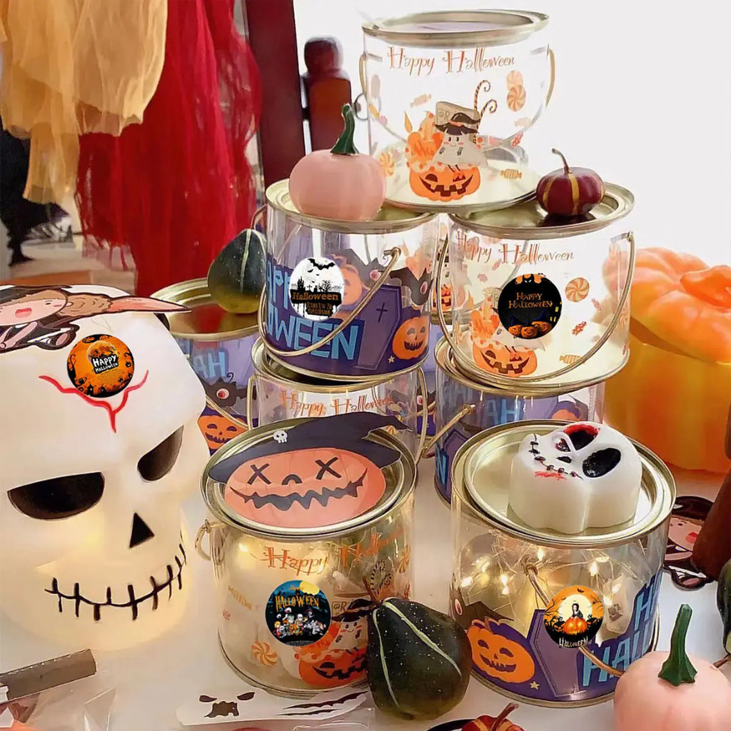 500Pcs Round Cartoon Halloween Day Trick or Treat Stickers 2.5cm/1'' Roll DlY Craft Decoration Scrapbook Label Gift Sealing