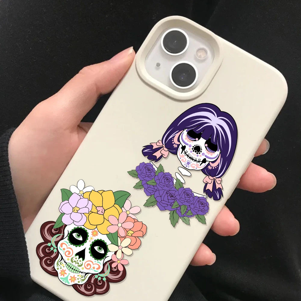 8PCS Cartoon Mexican Day of the Dead Creative Decoration DIY Phone Case Luggage Tablet Puzzle Toy Stickers