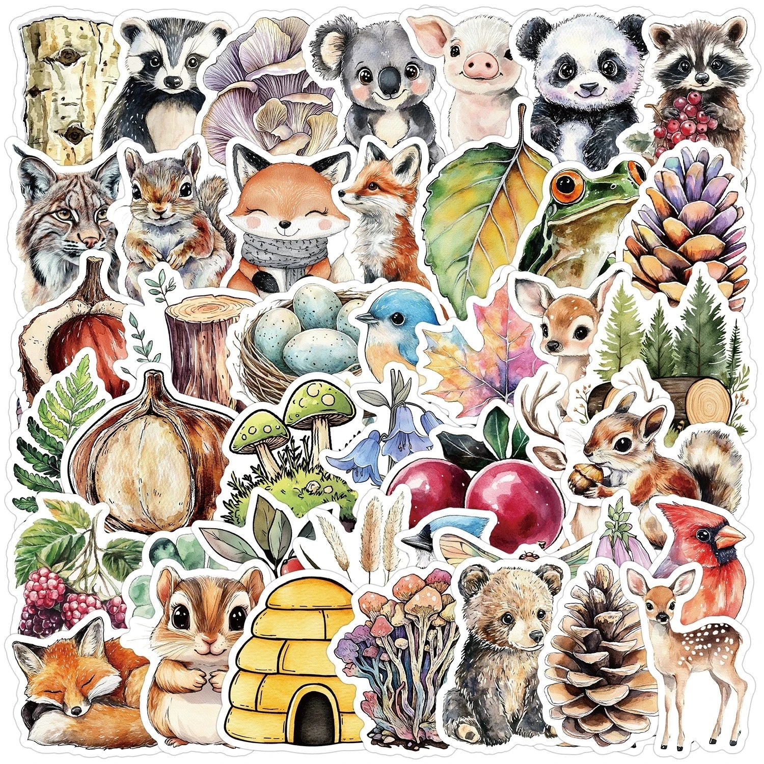 50/100PCS Cute Watercolor Animal Graffiti Stickers, Water Cup Phone Waterproof Cartoon Stickers