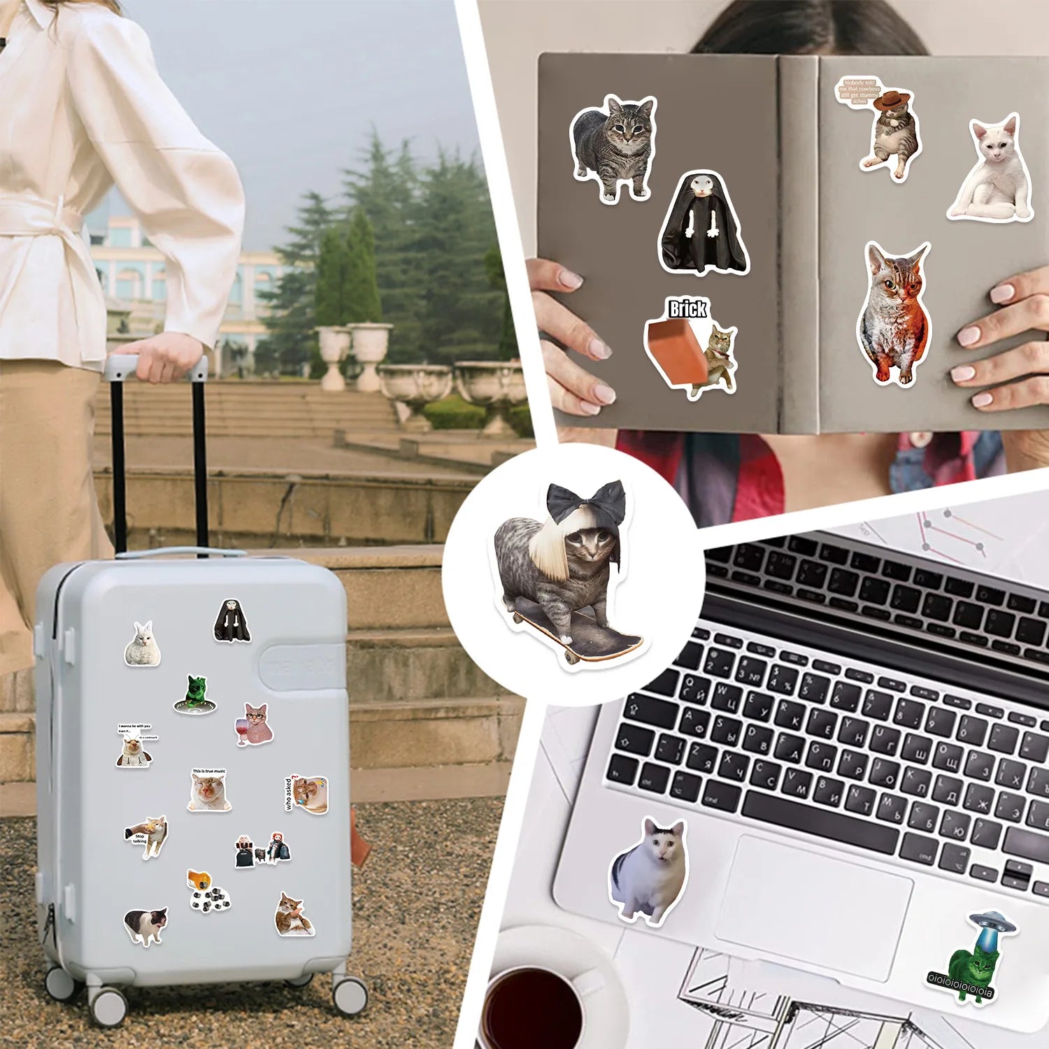50Pcs Creative Network Popular Cat Meme Collection Hand Account DIY Graffiti Stickers Water Cup Skateboard Stickers