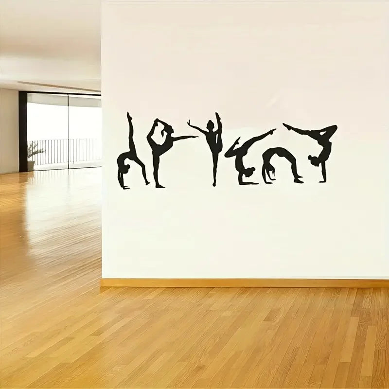 1 Set Six Dance Girls Gymnastics Wall Sticker, Sport Vinyl Art Wall Mural, Sticker For Home Decoration, Wall Papers Decor