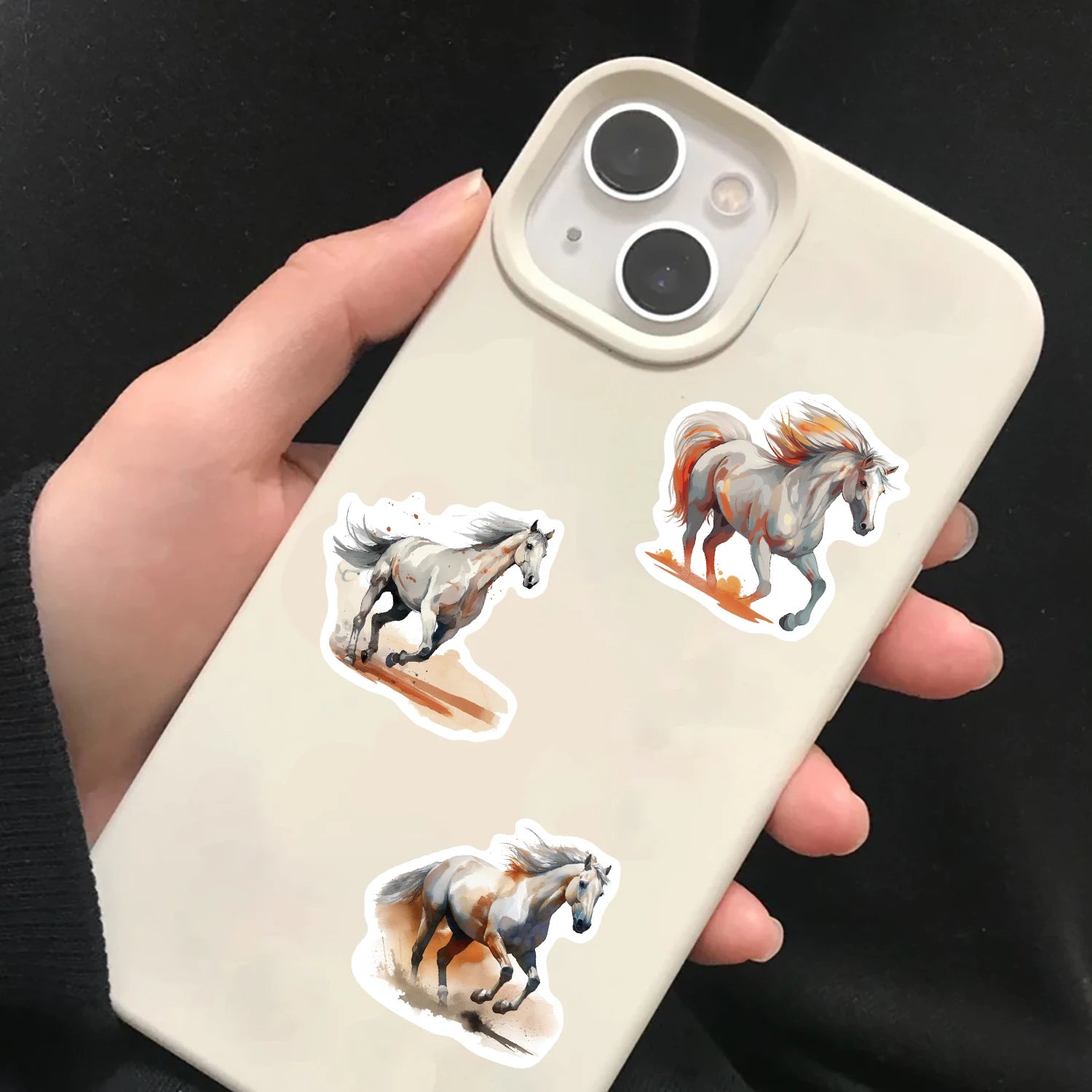 60PCS Dynamic Running Horse Sticker Oil Painting Horse Pattern Handmade Decoration Funny Landscaping Retro Animal Stickers
