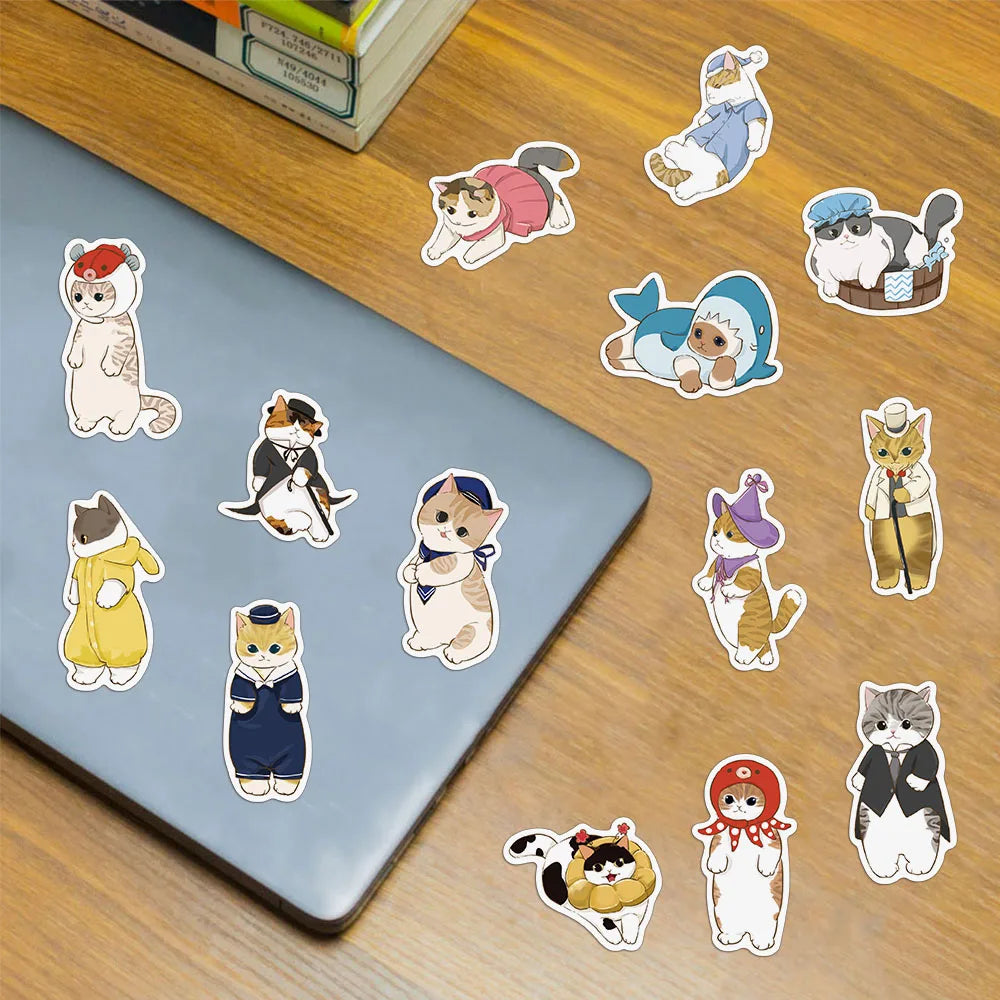 50PCS Creative Popular Clothing Headwear Cat Cute Cartoon Fun Stickers DIY Manual Account Phone Case Notebook Skateboard