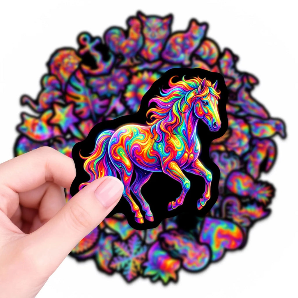 50/100 Pcs HD Rainbow Tie Dye Abstract Art Stickers Waterproof Durable for Phone Case Scrapbook Guitar Scooter Helmet Decals