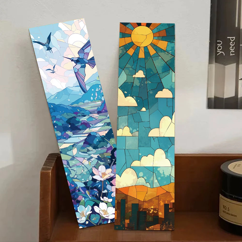 30PCS Velaris Terrasen Lunathion Trio Stained Glass Bookmarks Cartoon Annotations Gift Aesthetic Reading Books Gifts Bookmark