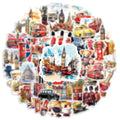 50/00PCS Watercolor UK London Stickers Personalized Decoration Guitar Notebook Luggage DIY Waterproof Stickers